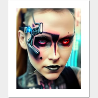 Enhanced Cyberpunk Woman Posters and Art